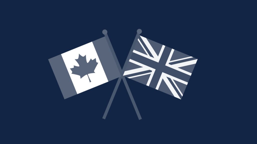 Picture of Canadian and British flags